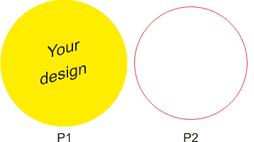 <strong>Beispiel-PDF zum Drucken des Aufklebers</strong><br> P1. erste Seite PDF - Design mit Hintergrund.<br> P2. zweite Seite PDF - Schnittlinie.<br>