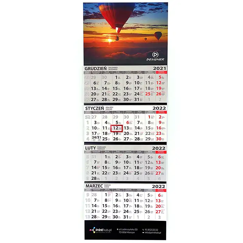 Firmen-Viermonatskalender nach Maß