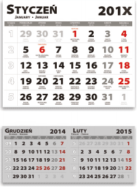 Kalender 2 - 285x220 und 285x125 mm, dreisprachig mit Namenstagen und Feiertagen