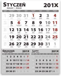 Kalender 1 - 285x335 mm, dreisprachig mit Namenstagen und Feiertagen