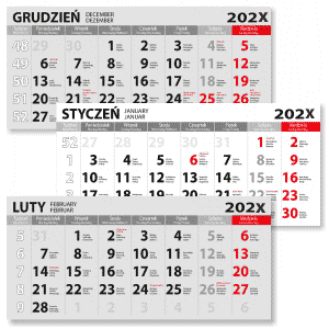 Kalender 3 - 315x140 mm, dreisprachig mit Namenstagen und Feiertagen