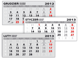 Kalender für dreifache Kalender